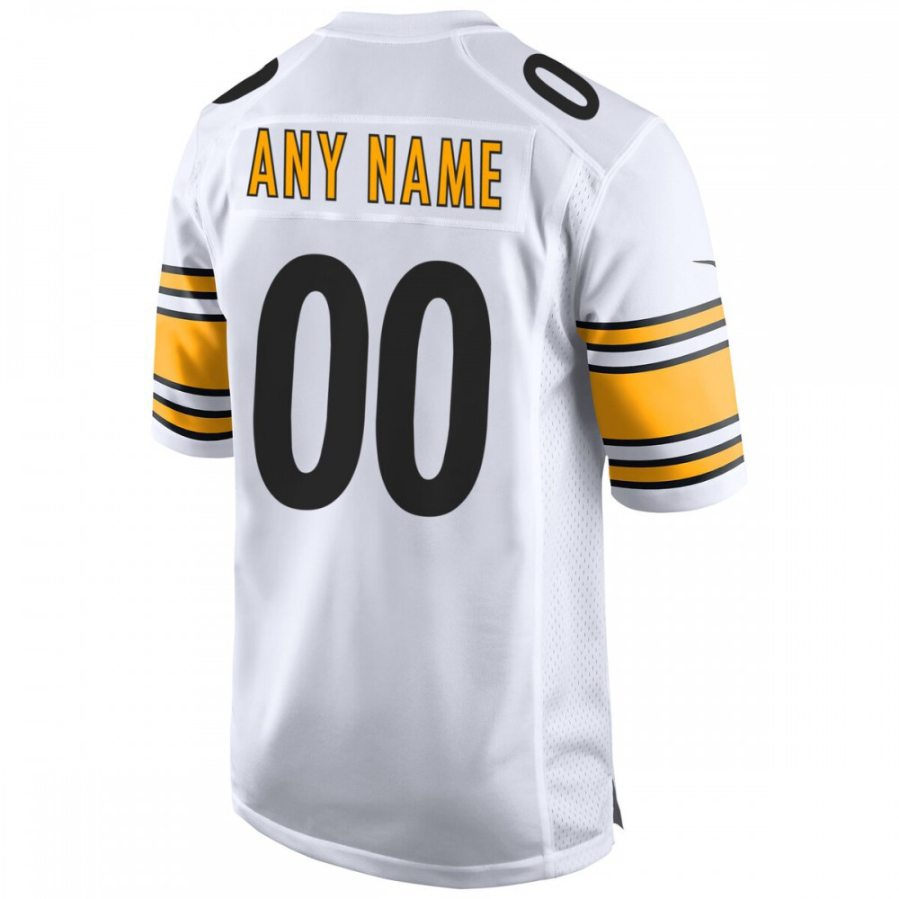 Men's Nike White Pittsburgh Steelers Away Custom Game Jersey-GridironStore